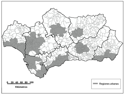 Delimitaci&oacute;n de las regiones urbanas de Andaluc&iacute;a en la encuesta