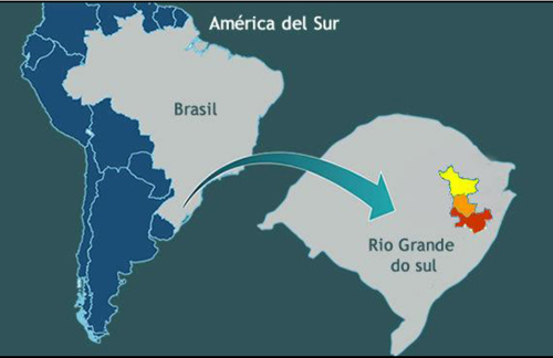 Localizaci&oacute;n geogr&aacute;fica del Vale dos Vinhedos